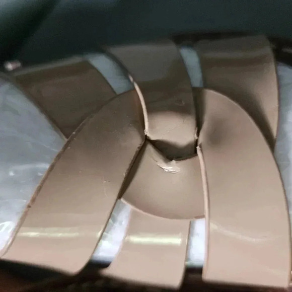 Sam Edelman |  Raynere Patent Cork Wedge Nude Slip On Sandals - Picture 12 of 16